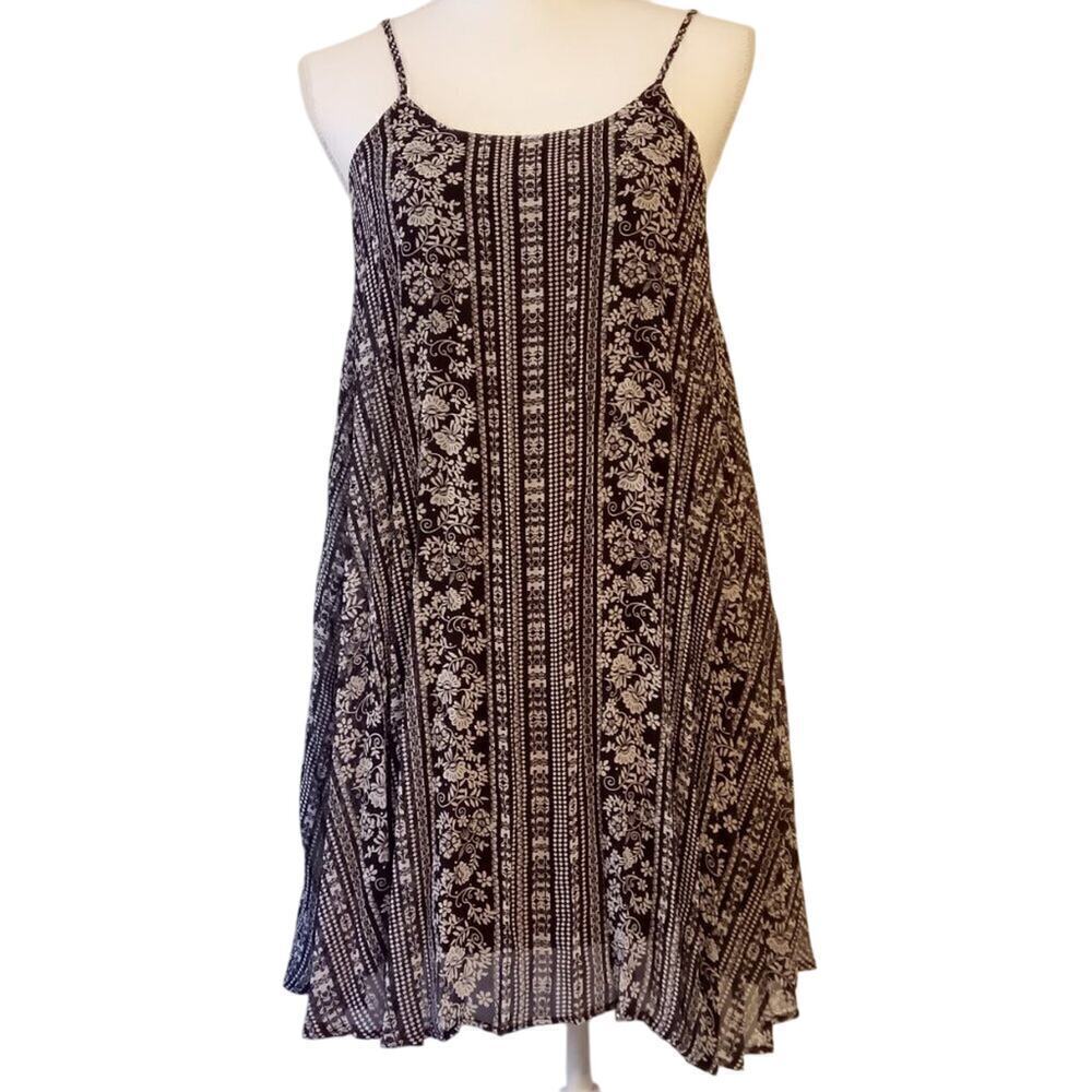 American Rag Mini Dress Women Size Small Black Bohemian Hippie Peasant Fairy